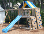 Swing set with Rock Wall